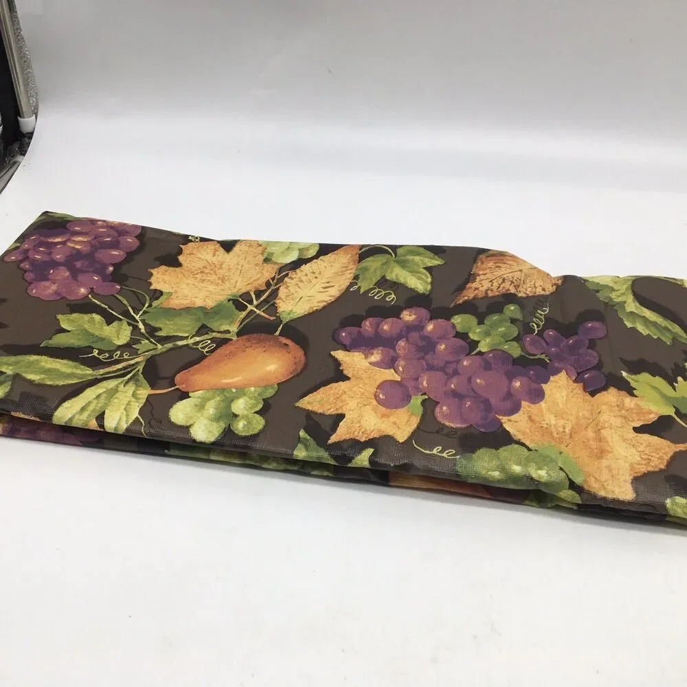 VTG 61”x83” Vinyl Flannel Back Tablecloth Fruit Leaves Indoor Outdoor Open Box